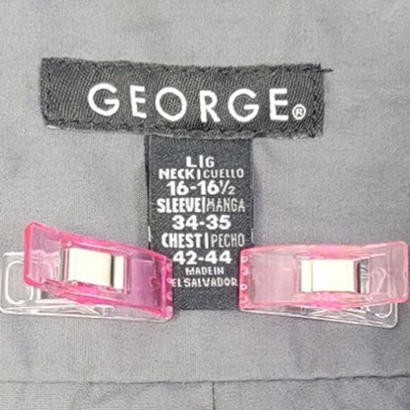 George Mens Large PolyCotton Long Sleeve Button Up Shirt w Front Pocket - Picture 4 of 4